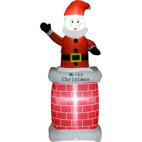 Aufblasbarer, beleuchteter Weihnachtsmann mit LED-Schornstein, 210 cm, wasserdichtes Polyester, rot, weiß, schwarz (1/5)