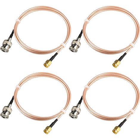 BNC to SMA Plug 4 Packs SMA to BNC Male RG316 Coaxial Adapter 1M Long Extension Cable for Radio, WiFi Wireless, Handheld Ham Radio, CB Radio (1/5)
