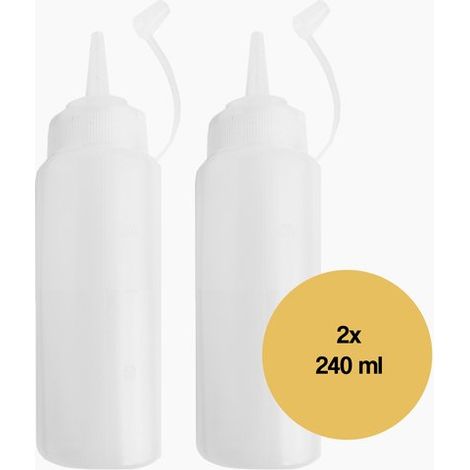 Lot de 2 flacons doseurs – 240 ml – Pressables – Sauces, garnitures – Cuisine (1/5)