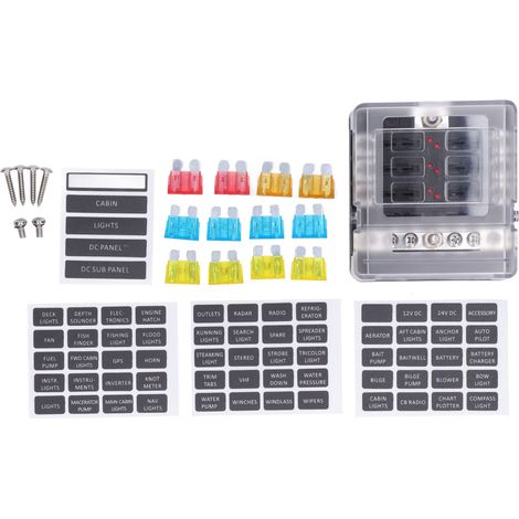Bloc de fusibles 6 voies IP66 étanche, porte-fusibles 32V DC avec couvercle anti-humidité pour voiture bateau camping-car (1/5)