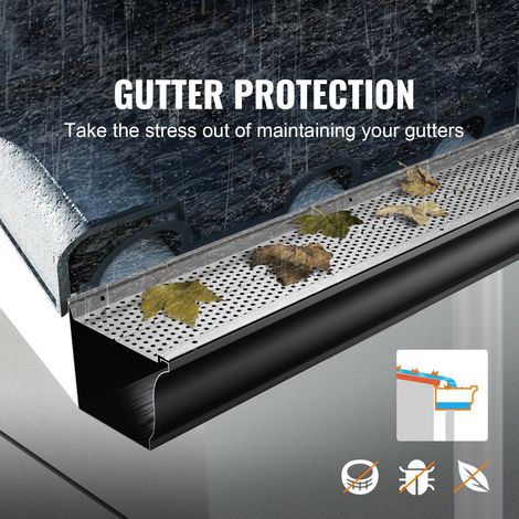Protection gouttière 5 po, filtre feuilles aluminium 26pcs 104pi long, trou 4mm épais 0.5mm, compatible tous toits, à couper soi-même (1/5)