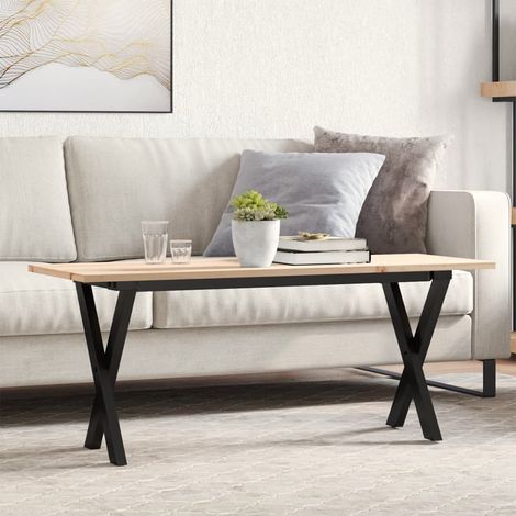 Mesa de centro marco X madera maciza pino y acero 110x40x45 cm vidaXL (1/5)