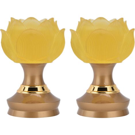 Lot de 2 lampes bouddhistes LED en forme de lotus avec base en alliage, lampe Bouddha colorée, ornement pour la prière et la foi, prise UE 100-240 V (1/5)