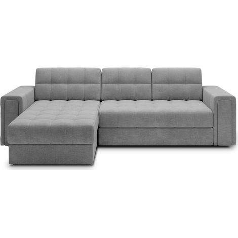 Canapé d'angle convertible KAPITARA gris réversible avec coffre de rangement (1/5)