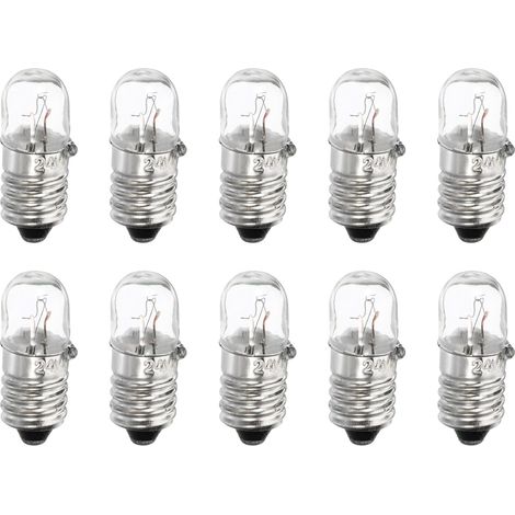 10 Ampoule E10 24V 2W Jaune Chaud Verre Métal Pour Lampe De Poche Instrumentation Signalisation