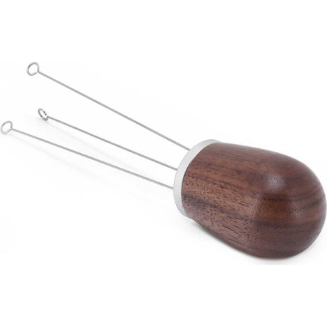 Cuillère à café en bois noyer, outil de distribution et tassage pour espresso, manche ergonomique, accessoire barista pour maison et restaurant, argenté, 1 pièce (1/5)