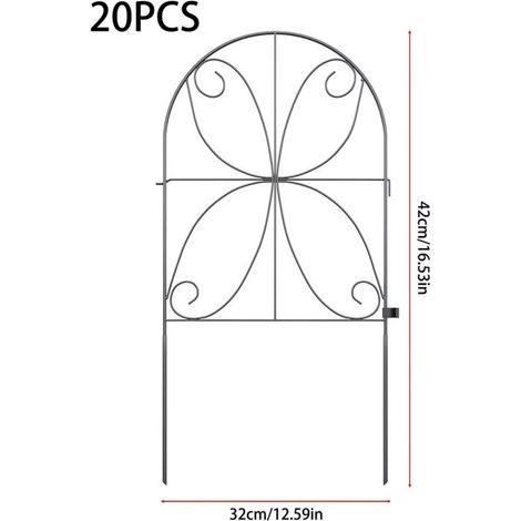 20 Pack Black Metal Arched Floral Garden Fence Panels, 32x42cm No Dig Rust Proof Border Edging, Animal Barrier Landscape Boundary Decorative Fencing (1/5)