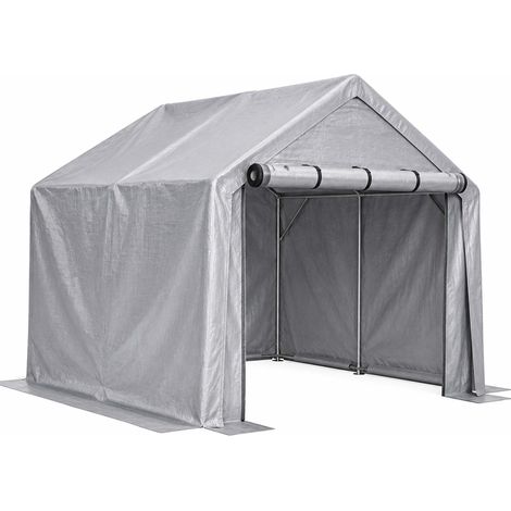 Tente de rangement pour vélos 244 x 241 x 217 cm gris foncé avec structure en acier galvanisé (1/5)