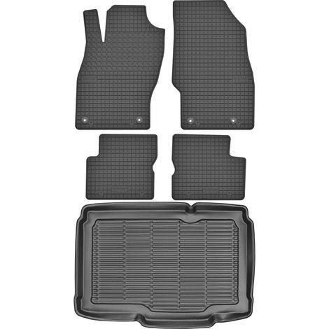 SET di tappetini in gomma per auto e tappetino per bagagliaio per Opel Corsa D Hatchback dal 2006 al 2015