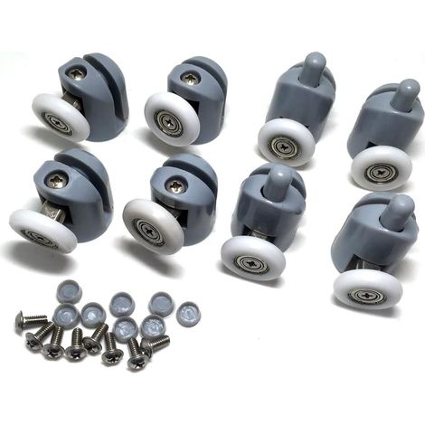 Juego de 8 rodillos/deslizadores/ruedas/poleas para puerta de ducha, 23 mm de diámetro - Repuestos para baño