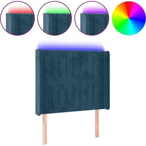 Testiera Testata del letto a LED Blu Scuro 93x16x118/128 cm in Velluto (1/5)