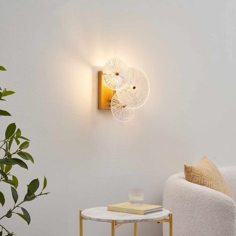 Applique murale chic métal doré brillant et verre Emilia (1/5)