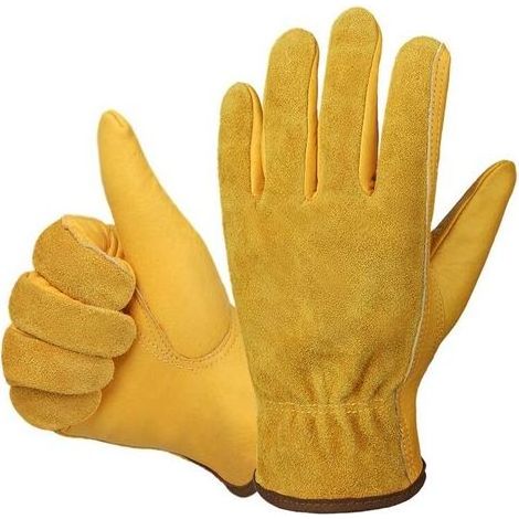 Leather Work Gloves 2 Pairs Water Resistant Construction Garden Car Repair Gloves Available in Size M for Men and Women (1/5)