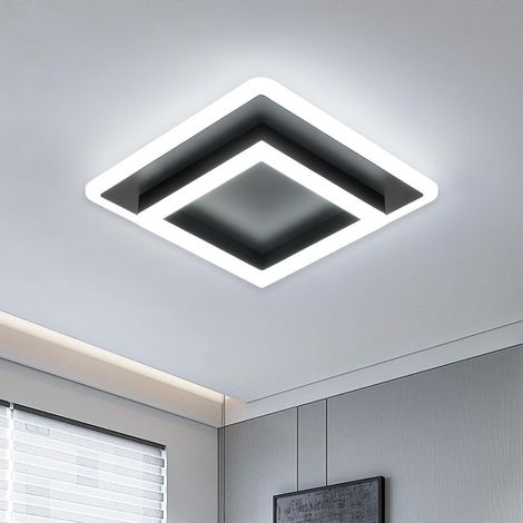 GOECO Plafonnier LED carré, 24W, lampe de plafond encastrée à double couche noire minimaliste pour chambre, couloir, allée, blanc froid (1/5)