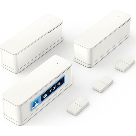 Sensore di apertura porta/finestre Bosch Smart Home II [+M], set da 3, bianco, compatibile con sistemi Bosch Smart Home e Matter, basso consumo energetico, rilevatore intelligente per riscaldamento