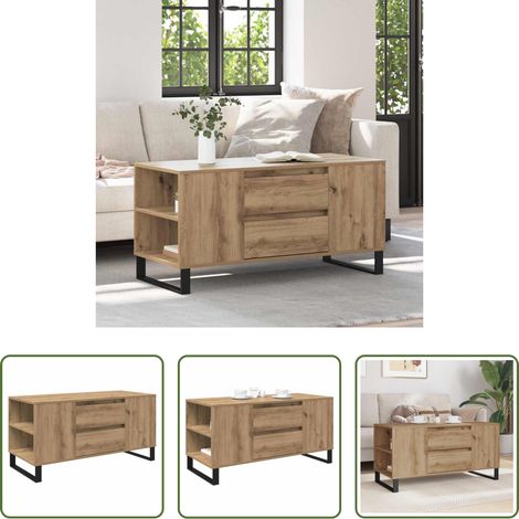 Wohnzimmer Tisch - Couchtisch Artisan-Eiche 102 x 44,5 x 50 cm Holzwerkstoff (1/5)