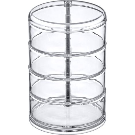 Boîte de rangement de bijoux à 5 couches en acrylique transparent, support rotatif de stockage de cosmétiques rotatif à 360 ° pour collier, bracelet, bague, boucles d'oreilles, petits objets (1/5)