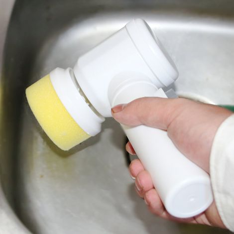 Elektrische 5-in-1-Reinigungsbürste, magischer batteriebetriebener Schrubber für Küche, Bad, Badewanne, Dusche, Fliesen, Teppich, Bidet und Sofa (1/5)