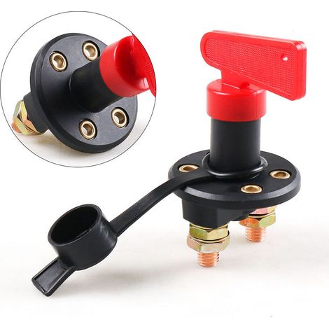 Interruptor de alimentación principal del automóvil, botón antifugas, interruptor aislador de batería de 4 orificios (1/5)