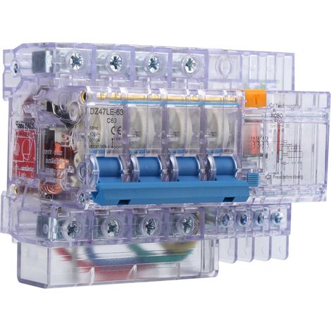 Disjoncteur miniature transparent DZ47LE-63 2P C63 pour usage domestique (1/5)