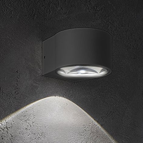 Lens Lampada da Parete LED IP65 per Esterni ed Interni in Alluminio Pressofuso Grigio Scuro 6W 3000K Design Moderno Compatta ed Elegante