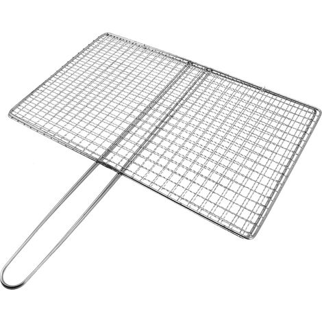 Edelstahl-Fischgrill für Grillen und Camping, 17 x 27 cm Grillkorb, verstärktes Gitter, Korb für Gemüse und Fleisch, Outdoor-Kochutensil