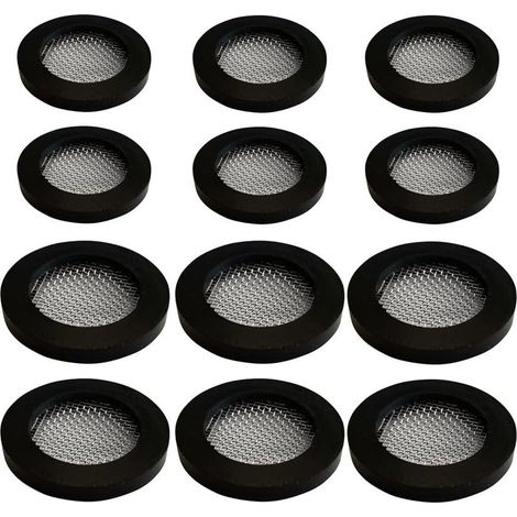 12pcs rondelles en Caoutchouc, Joint avec écran - 24 16 mm Ø/19 12 mm Ø pour 3/4" 1/2" raccord fileté Tuyau d'arrivée, Filet Filtre en Acier Inoxydable Joint (1/5)