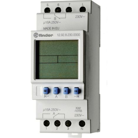 Finder 12.92.8.230.0000 Zeitschaltuhr für Hutschiene 230 V/AC Tagesprogramm (1/3)