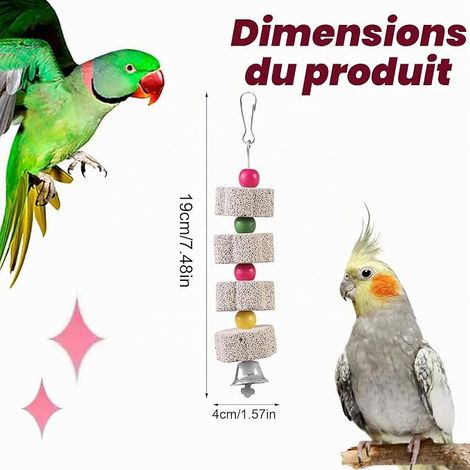 3 Pièces Jouet à Mâcher pour Oiseaux Jouets Minéral (1/4)
