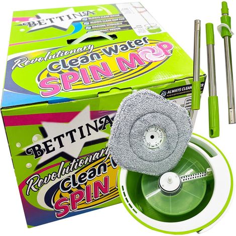 Clean Water Spin Mop Bucket Set With Extra Mop Pads