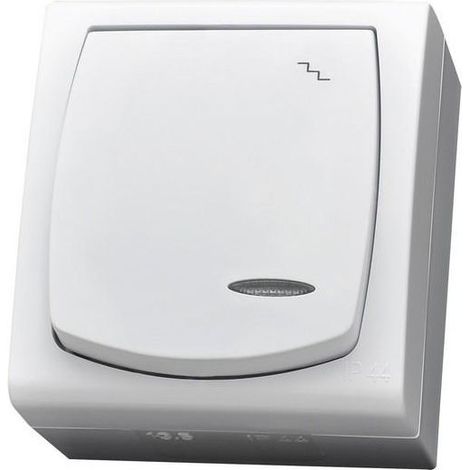 Interrupteur d'escalier hermétique Madera avec éclairage IP44 blanc ŁNH-3NS/00