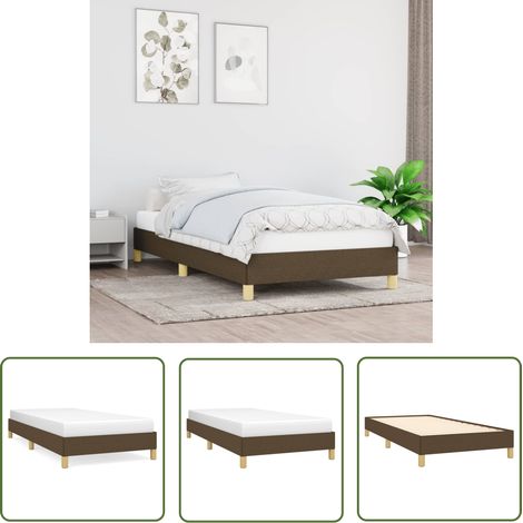 The Living Store Bettgestell ohne Matratze Dunkelbraun 90x200 cm Stoff - Bettrahmen - Doppelbett - Lattenrost - Holzrahmen - Massivholzbette (1/5)