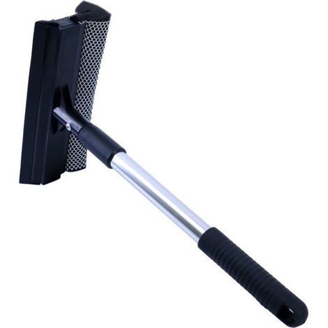 Raclette Pare-Brise - Manche Télescopique Aluminium 36 à 50 cm - Lame Caoutchouc + Éponge 20 cm - Noir (1/4)