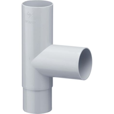 INEFA Abzweiger Fallrohr 87 Grad, DN50/50, PVC Zubehör Fallrohr Kunststoff, einfache Steckmontage, Made in Germany - Grau, 1 Stück