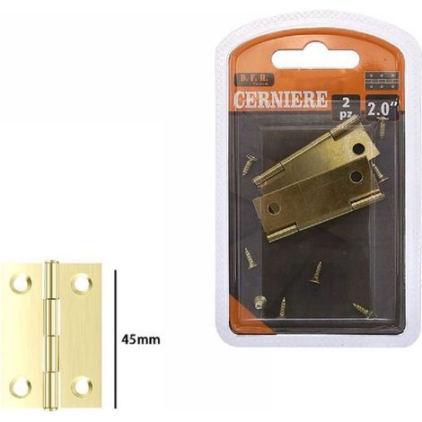 TrAdE Shop Traesio - Set 2 Pezzi Cerniere In Ottone Per Porte Mobili Armadi Sportelli Ante 45mm 69038 -