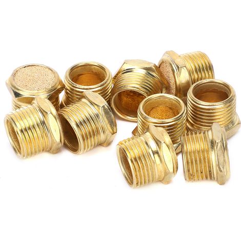 100 silencieux pneumatiques G3/8 DN10 en laiton à tête plate, composants industriels SLM‑03 (1/5)