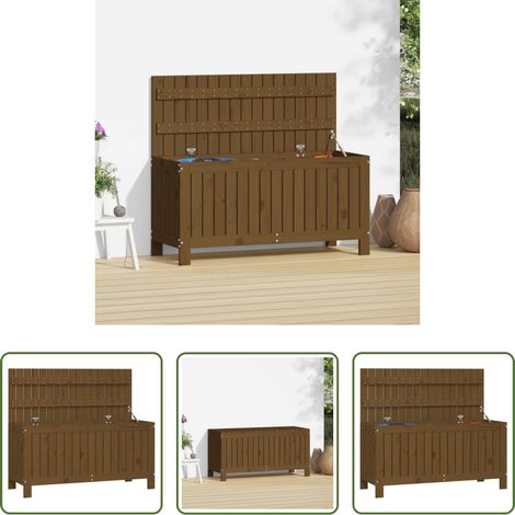Holztruhe - Gartentruhe Honigbraun 108x42,5x54 cm Massivholz Kiefer (1/5)