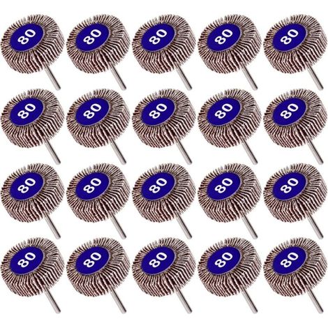 Lot de 20 Roue à Lamelles Grain 80, Papier Abrasif Roue de Polissage Roue à Lamelles Dremel 10mm-LIAIKI (1/5)