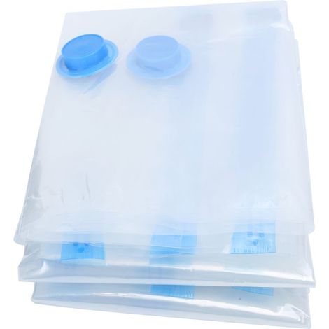 Packung mit 10 transparenten und faltbaren Vakuum-Aufbewahrungsbeuteln für Kleidung, inklusive Pumpe. (1/5)