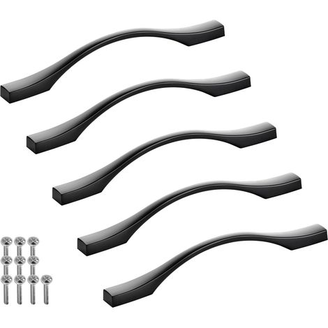 SOTECH Möbelgriff Bügelgriff Blackline XV schwarz matt Schubladengriff Schrankgriff inkl. Schrauben - Bohrlochabstand (BA) 128 mm, 5 Stück