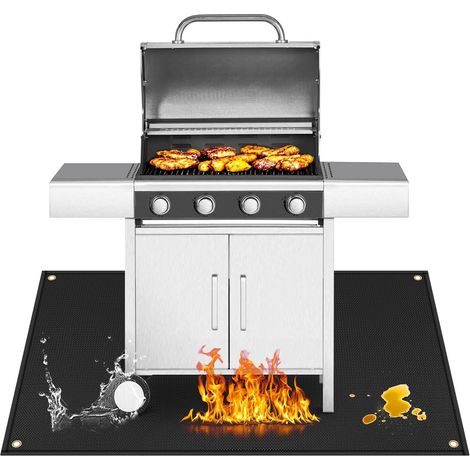 Tapis ignifuge pour barbecue à gaz - Protection du sol pour terrasse - Tapis de barbecue facile à nettoyer - Pour barbecue à gaz Weber - 60 x 105 cm (1/5)