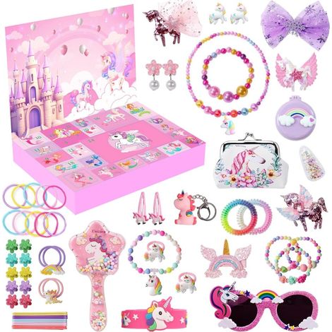 Calendrier de l'Avent pour enfants filles licorne jours collier bijoux porte-clés breloque DIY pour garçons et enfant 2025 24 (1/4)