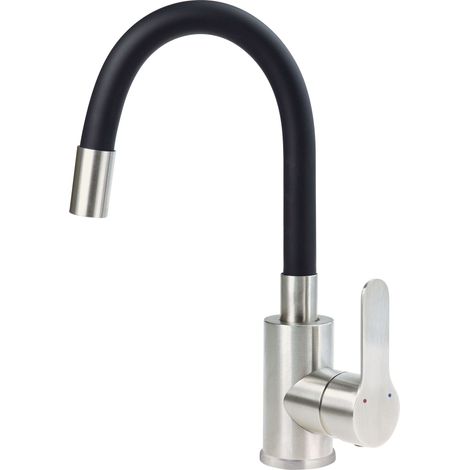 Neo Robinet de lavabo acier noir avec bec flexible design élégant