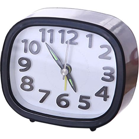 Mini sveglia semplice, orologio da scrivania silenzioso per la decorazione della camera da letto (quadrato nero) -Crezuo