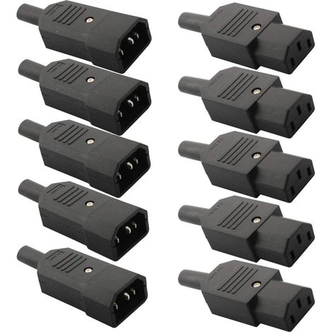 10pcsMâle Prise Femelle Prise,Kettle Plug,Ordinateur imprimante Moniteur Plug,Secteur Connecteur AC 250V 10A(soudable) (1/5)