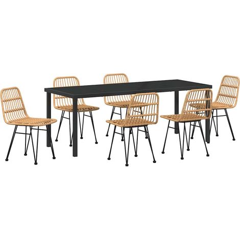Maison Exclusive - Set da Pranzo per Giardino 7 pcs Marrone