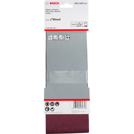 Lija Set Banda Best Wood: 100x610mm x 3  BOSCH 2608606139 (1/2)