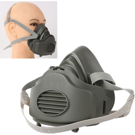 Masque respiratoire réutilisable anti-poussière en caoutchouc respirant et lavable, demi-masque industriel pour le travail dans les mines de charbon, 60 filtres en coton (1/5)