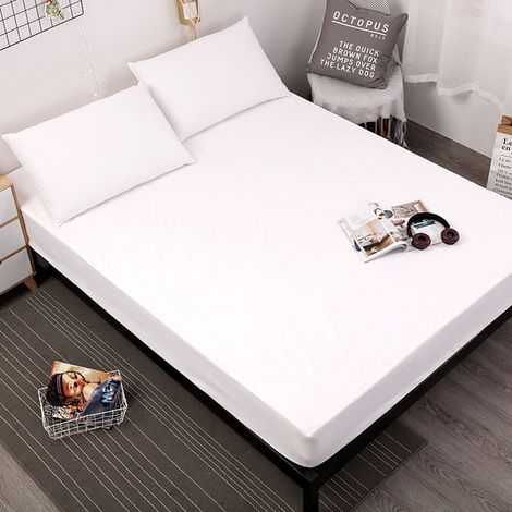 Protège-Matelas Imperméable Blanc, Drap-Housse Respirant, Protection Humidité