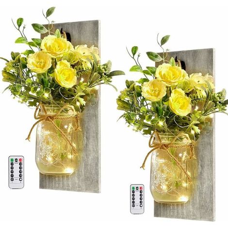 royaluxe- Applique murale rustique grise pour décoration d'intérieur, décoration murale chic à suspendre, hortensia en soie, crochets en fer pour la maison et la cuisine (tableau gris rose) (1/4)